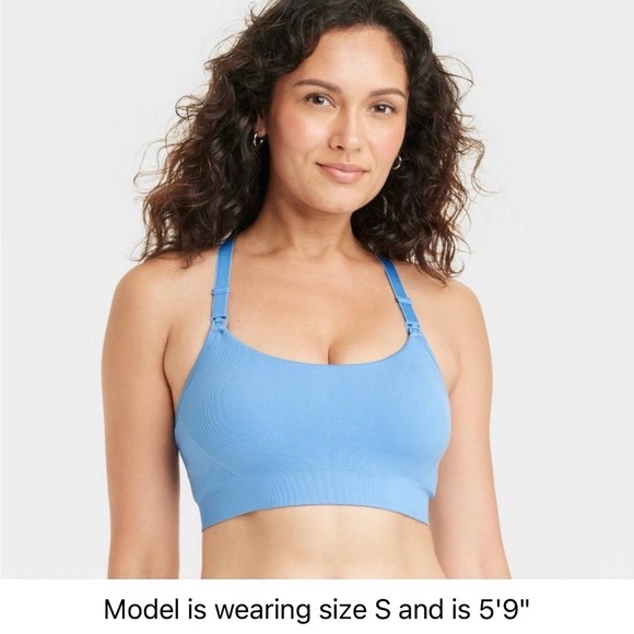 Auden Nursing Bra Bralette Womens Large Wireless Ribbed Racerback Blue - Picture 6 of 9